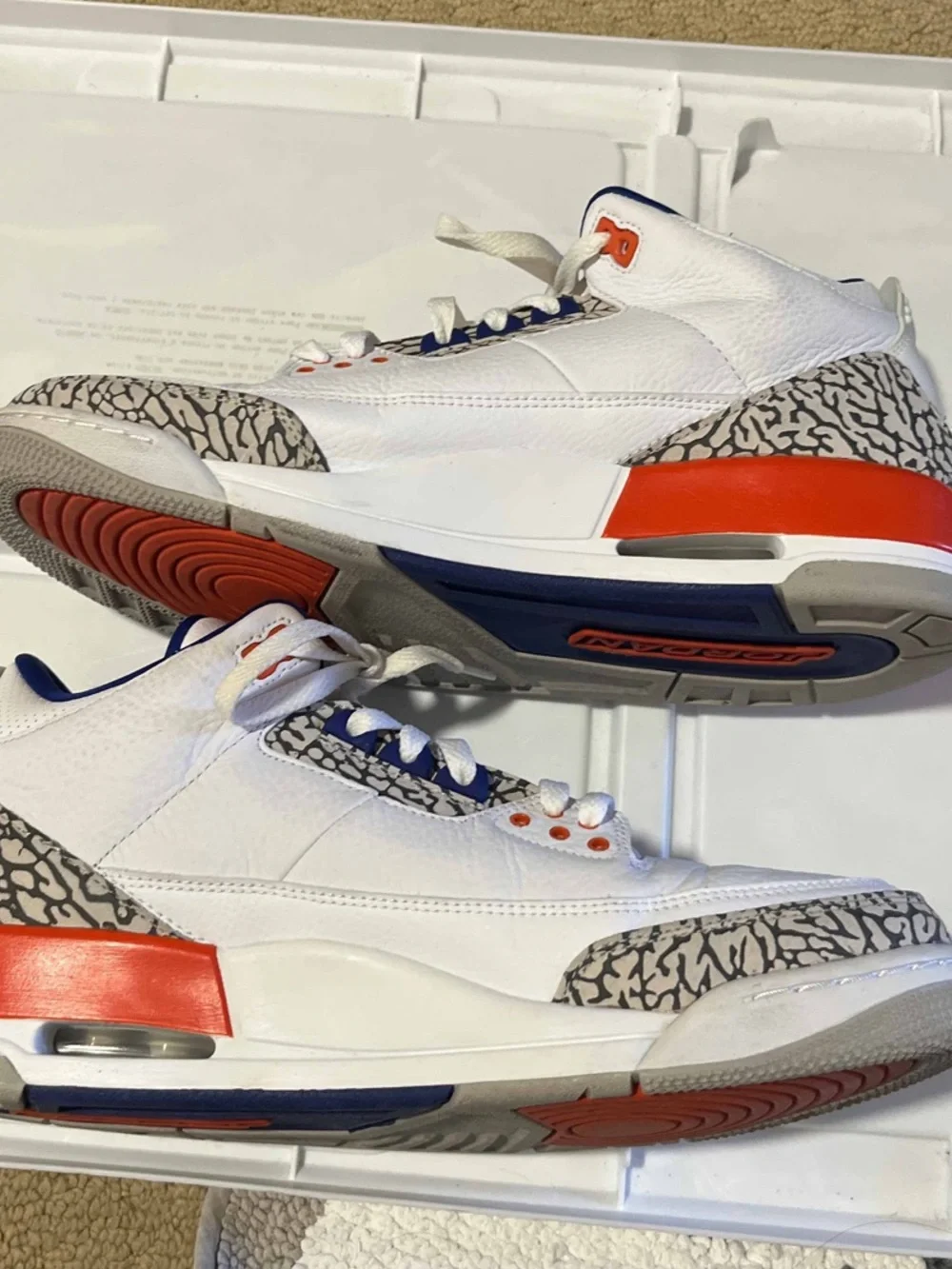 Nike Air Jordan 3 Retro Knicks 2019 136064-148 White Orange Blue Size 11.5 NY